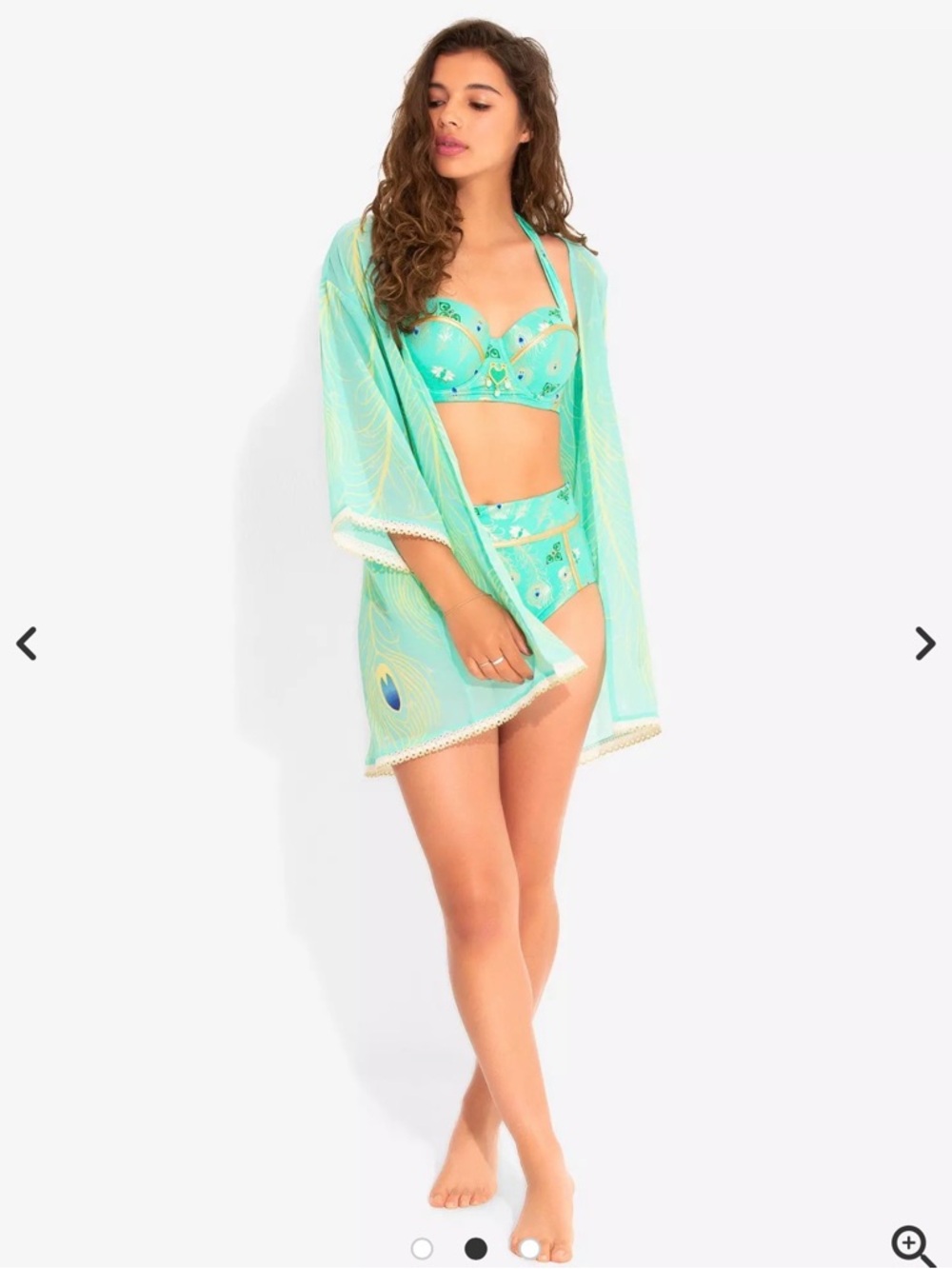 Disney Jasmine Swim Set 3-Piece Bikini + Kimono Cover Up NWT Hot Topic Peacock